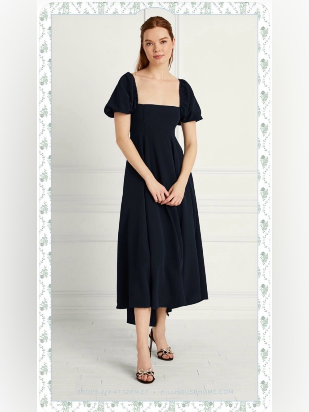 Hill House Black Matilda Square-Neck Puff-Sleeve Maxi Dress
